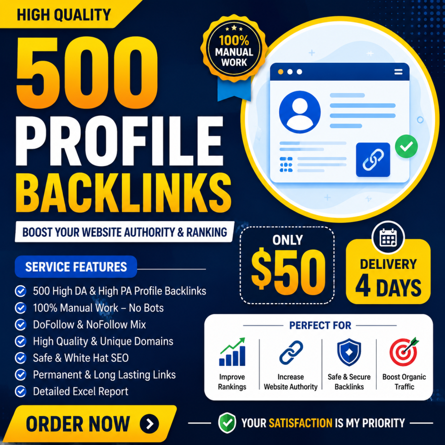 I Will Build 500 High DA Manual Profile Backlinks for Better SEO Rankings