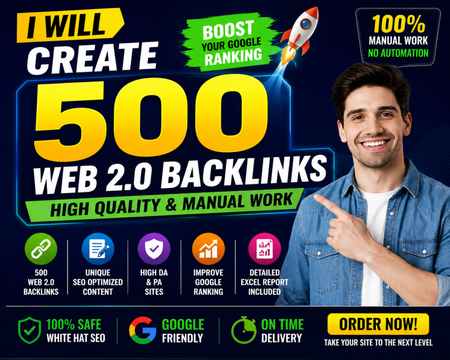 I will create 500 high quality web 2.0 backlinks manually with SEO optimized content