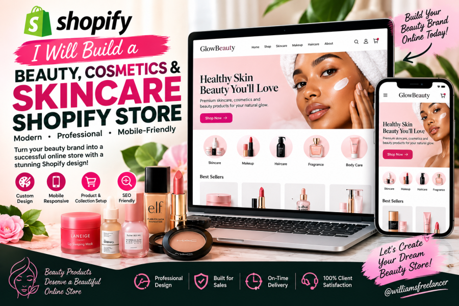 I will build a beauty cosmetics and skincare Shopify store