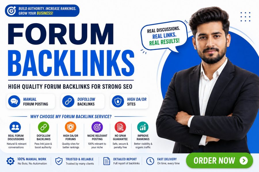 I will do manual 50 forum backlinks from high DA community forum websites