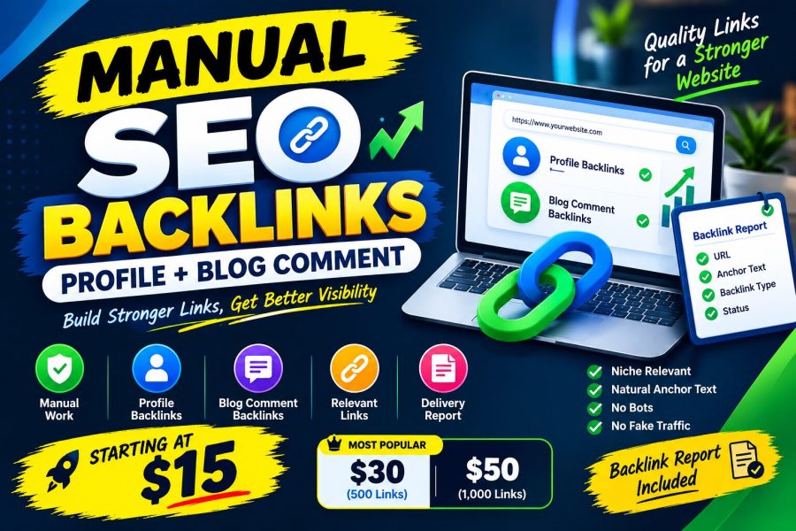 I will build manual profile and blog comment backlinks for your website