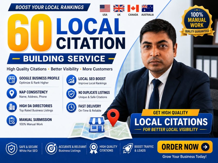 I will build manual 60 local citations and business listings for local SEO