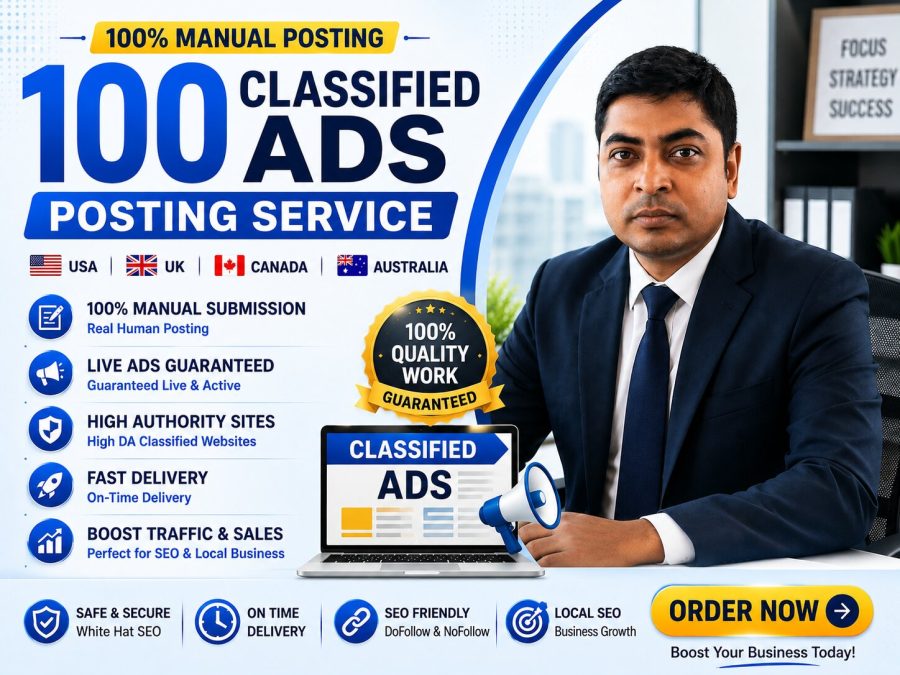  I will create 100 high authority classified ads backlinks for SEO