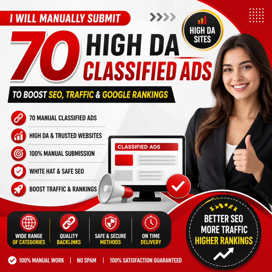 I Will Manually Submit 70 High DA Classified Ads to Boost SEO, Traffic & Google Rankings