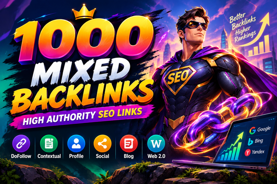 1000 Powerful Mixed Backlinks Premium SEO Link Building Package