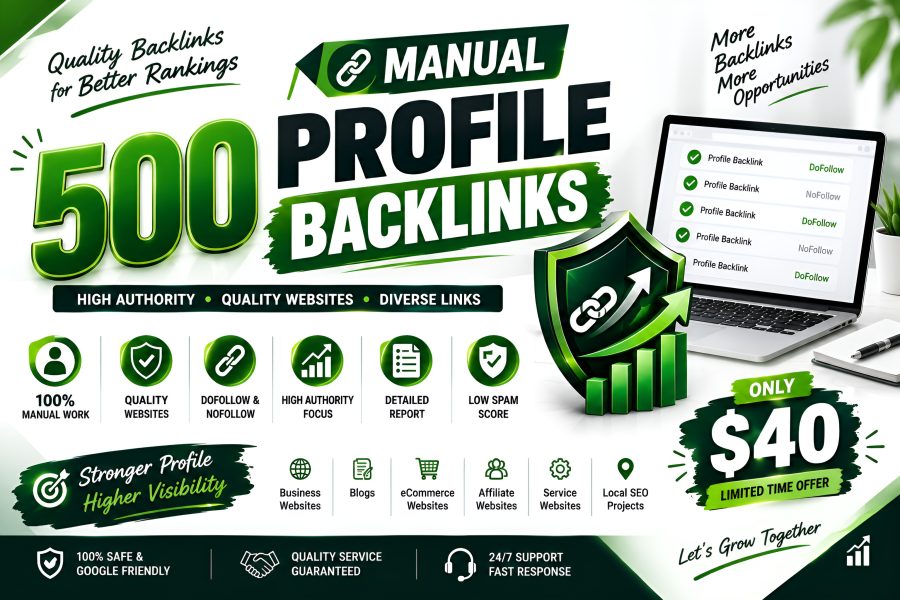 I Will Build 500 Manual Profile Backlinks for High Authority Off Page SEO