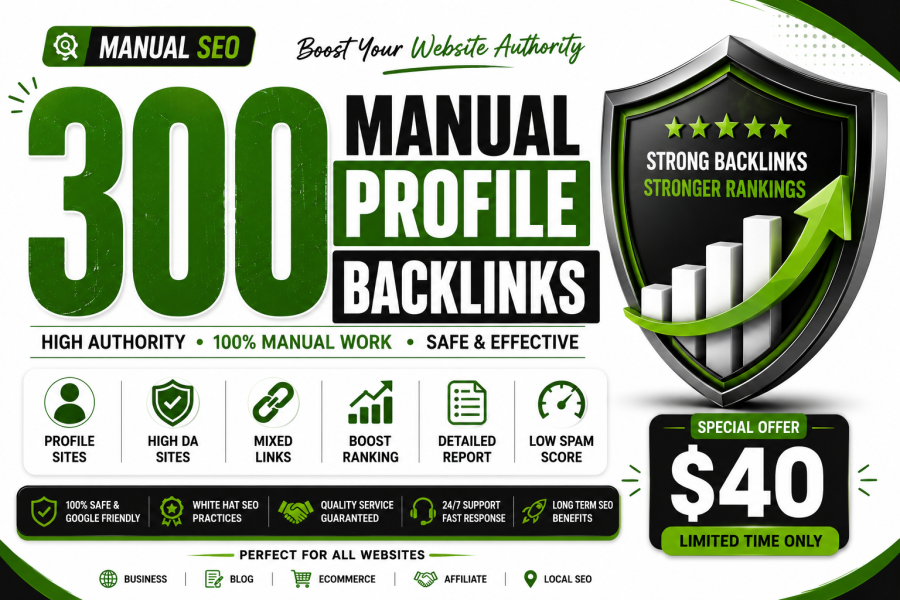 I Will Build 300 Manual Profile Backlinks for High Authority Off Page SEO