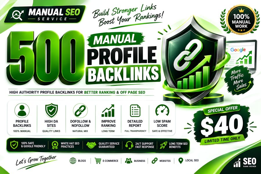 I Will Build 500 Manual Profile Backlinks for High Authority Off Page SEO
