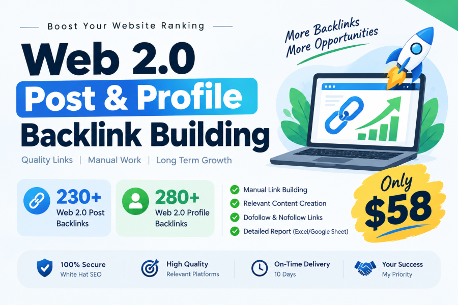 I Will Create 230+ Web 2.0 Posts and 280+ Profile Backlinks on High DA PA Sites