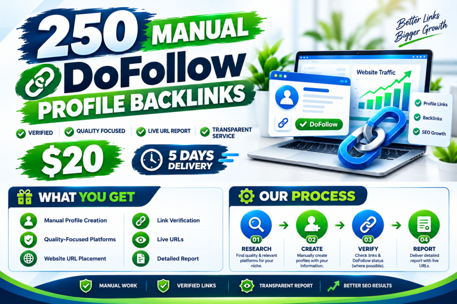 I Will Create 250 High Quality Do Follow Profile Backlinks Manually