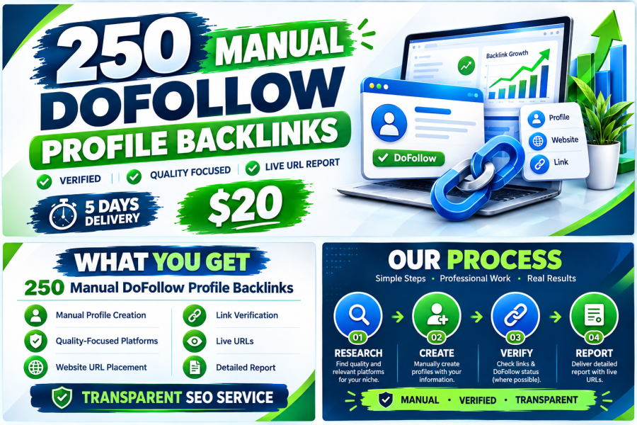I Will Create 250 High Quality Do Follow Profile Backlinks Manually