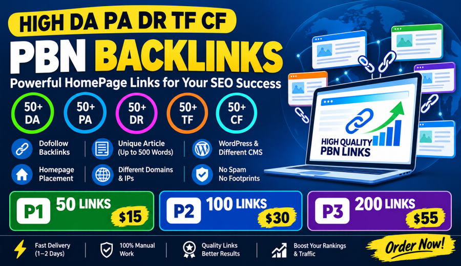 50 High DA PA TF CF Homepage PBN BackLinks