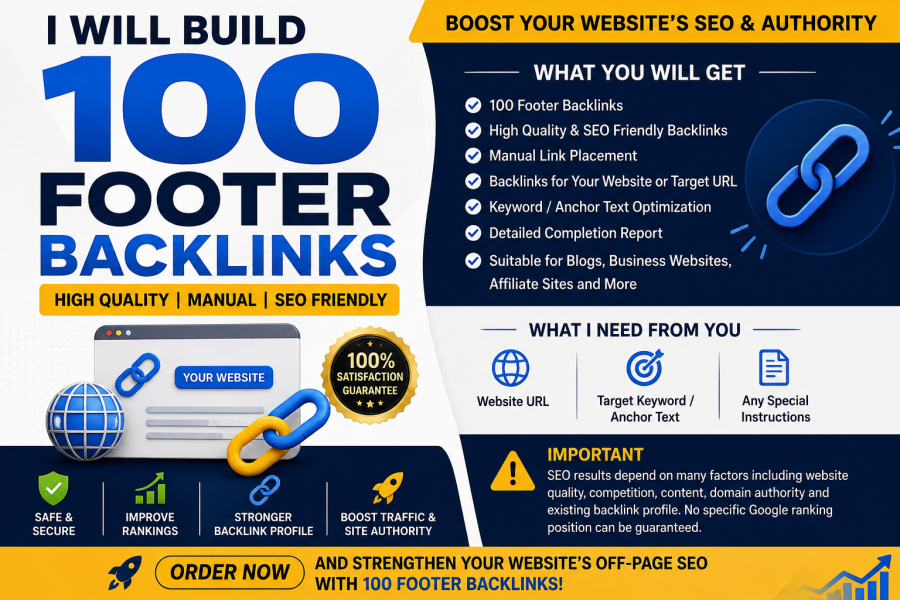 I Will Build 100 High Quality Footer Backlinks for SEO