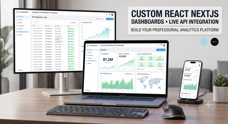 I will build a custom react nextjs dashboard with live API integration