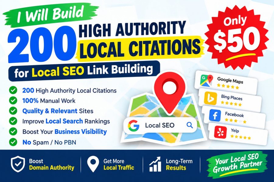 I will build 200 high authority local citations for local SEO link building
