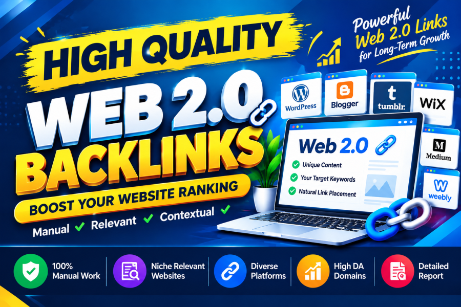 Manual web 2.0 Backlinks with Contextual Seo link building for you