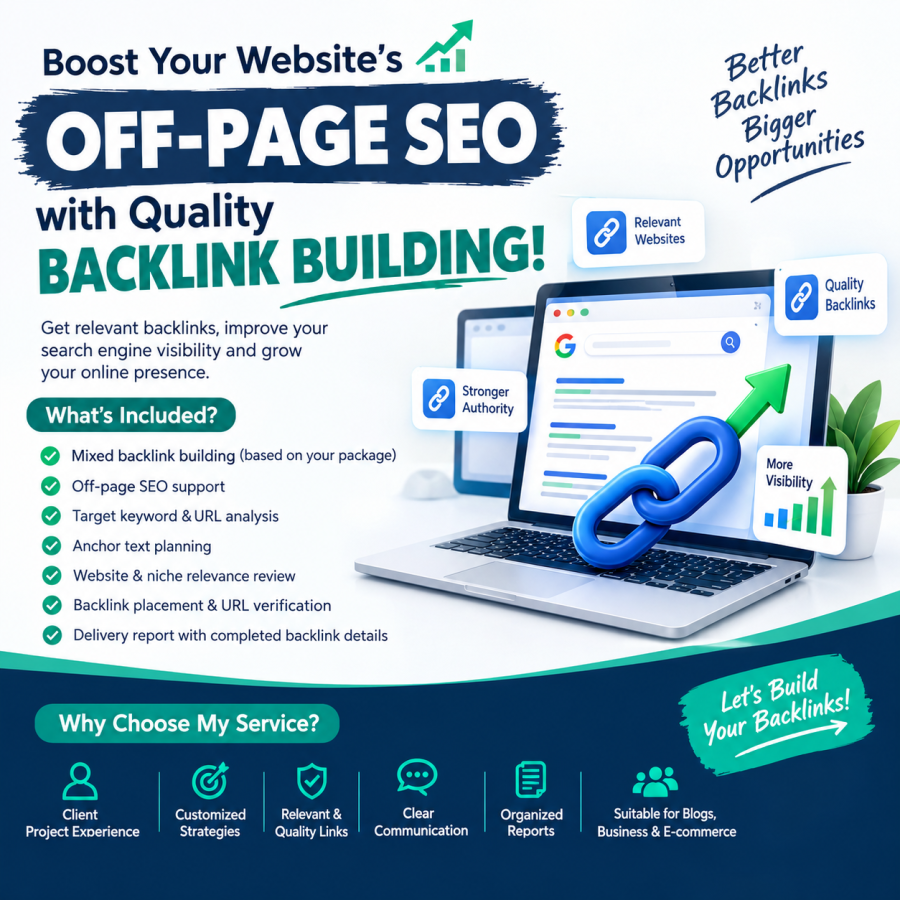 I will build quality mixed backlinks for off page SEO and website authority