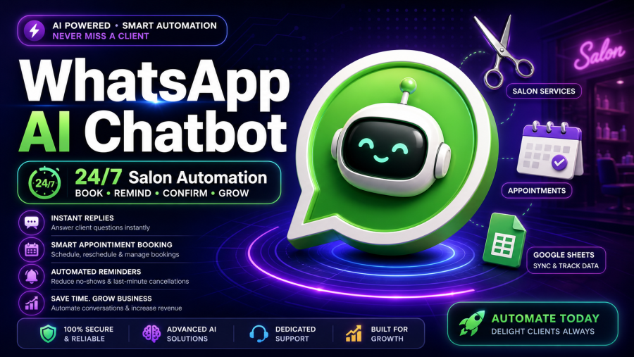 I Will Build a Smart WhatsApp AI Chatbot for Your Salon or Small Business Using n8n