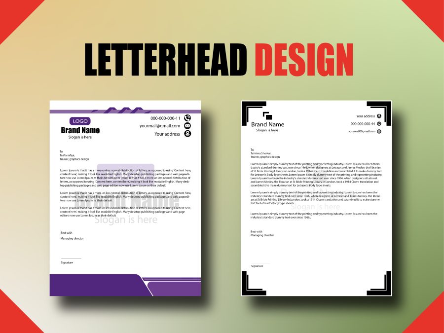 I will perfectly design modern Letterhead, Invoice and calendar.