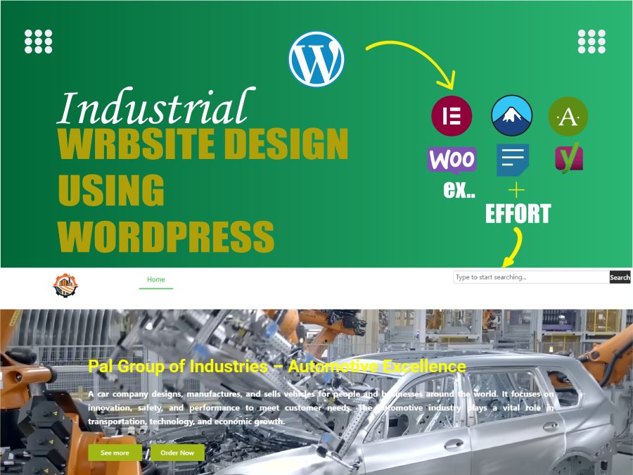I'll use Elementor to create a polished industrial WordPress website.