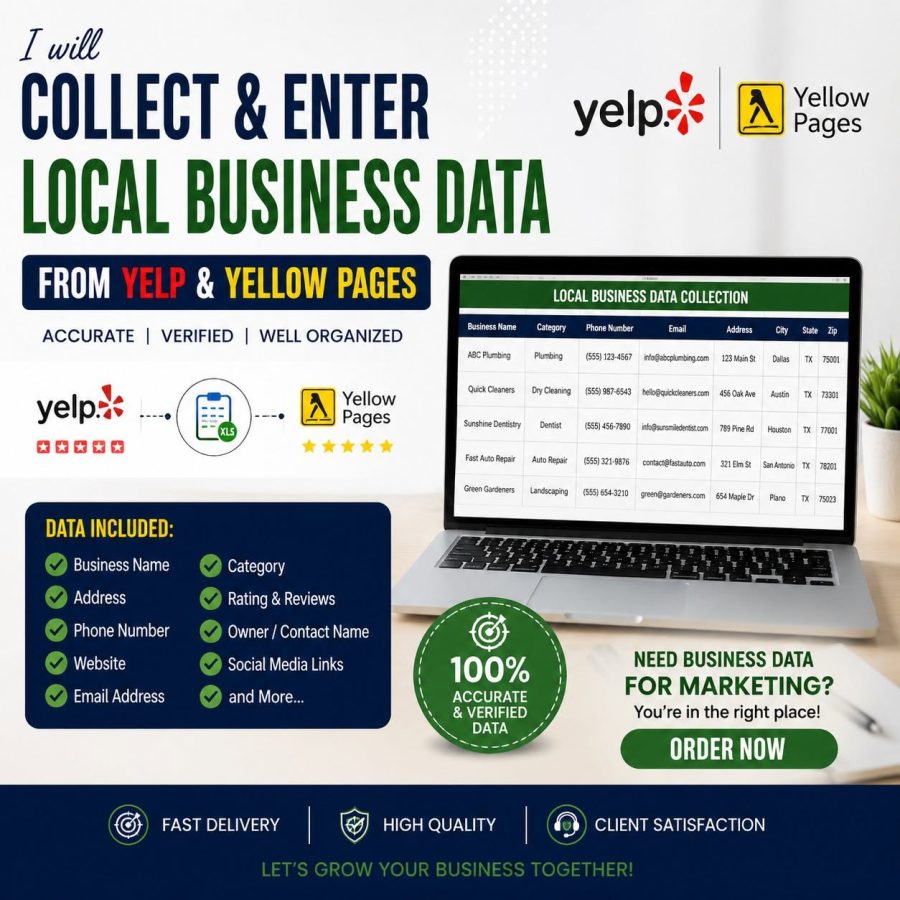 I will do data entry from Local Business Citations and business directories
