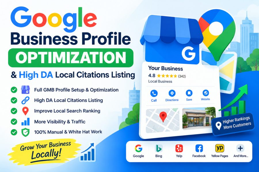 I will complete google my business profile setup and top local citations to rank GMB