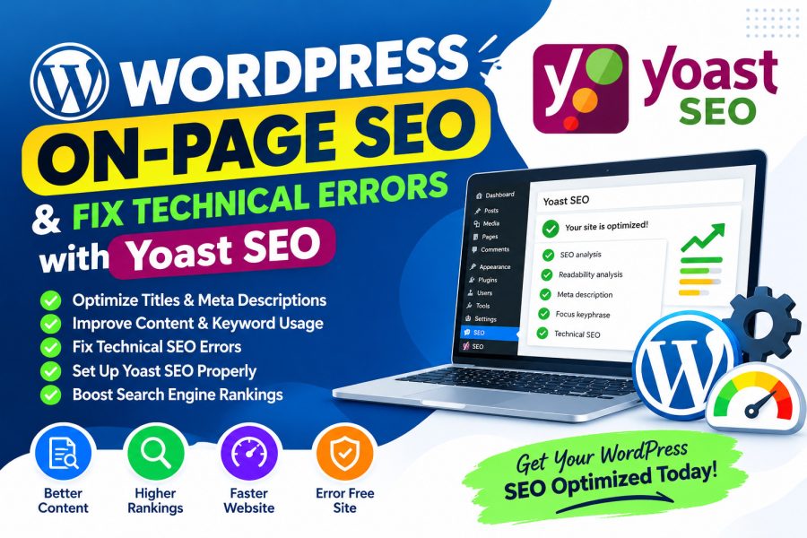 I will optimize WordPress 3 pages On-Page SEO and fix technical errors with Yoast SEO