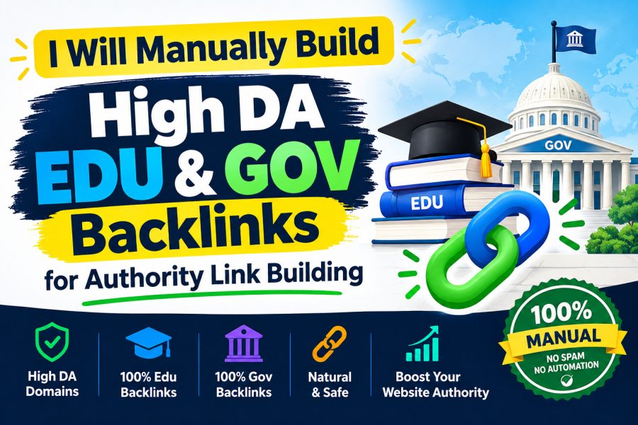 I will manually build high DA EDU and GOV dofollow backlinks for link building