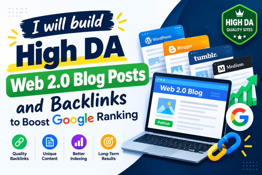 I will build high DA Web 2.0 blog posts and backlinks to boost Google ranking