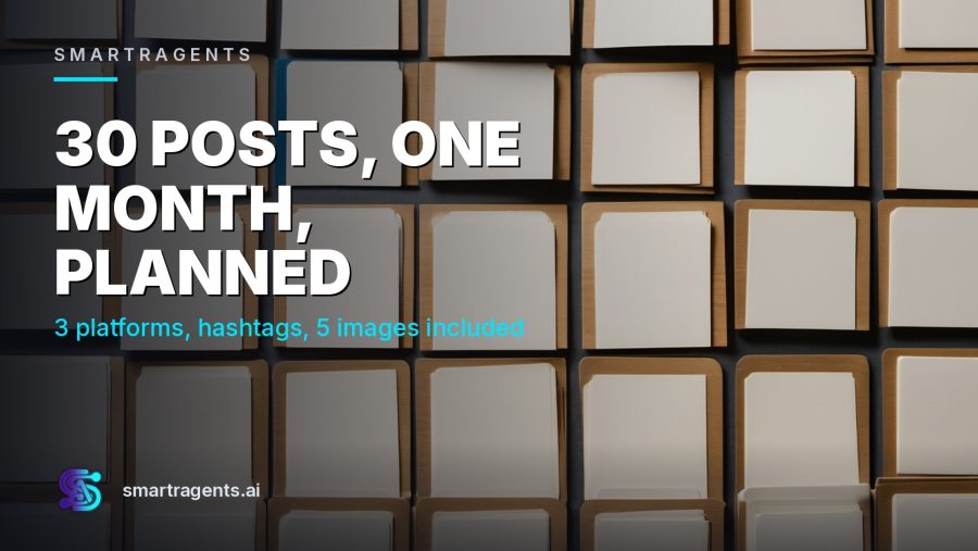 30 Day Content Calendar for Instagram, LinkedIn and Facebook