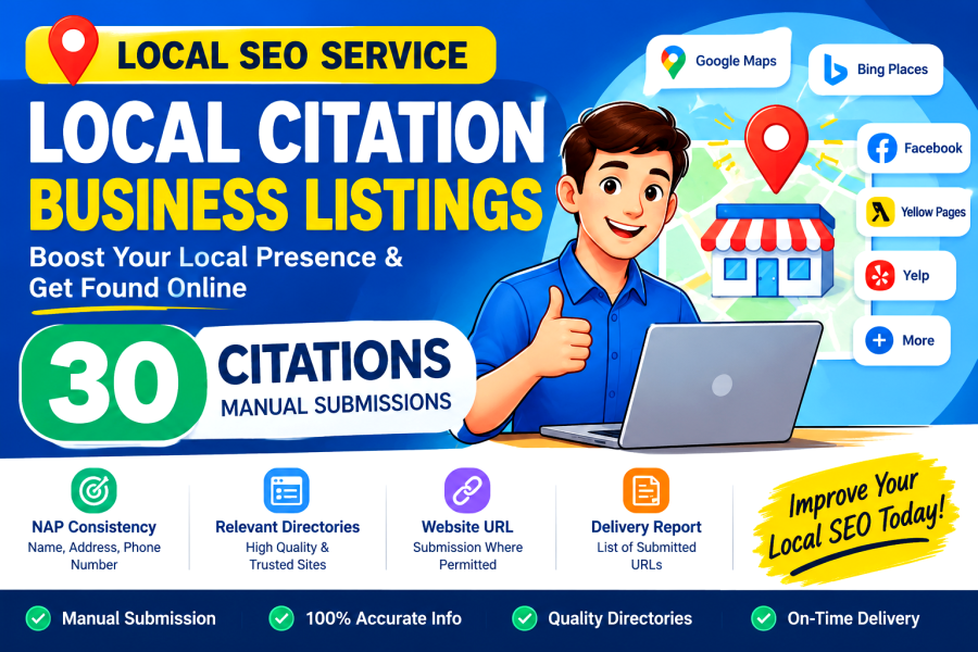 I will create 30 manual business listings with consistent NAP information