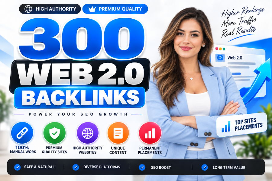 300 Premium Web 2.0 Backlinks with Manual Posts & Unique Content