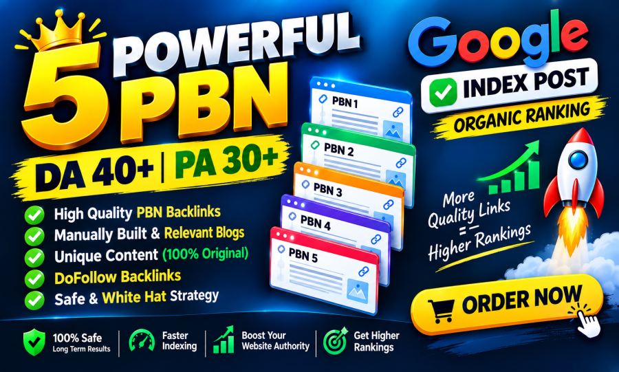5 Powerful & Permanent DA40+ PBNs SEO Homepage Backlinks 