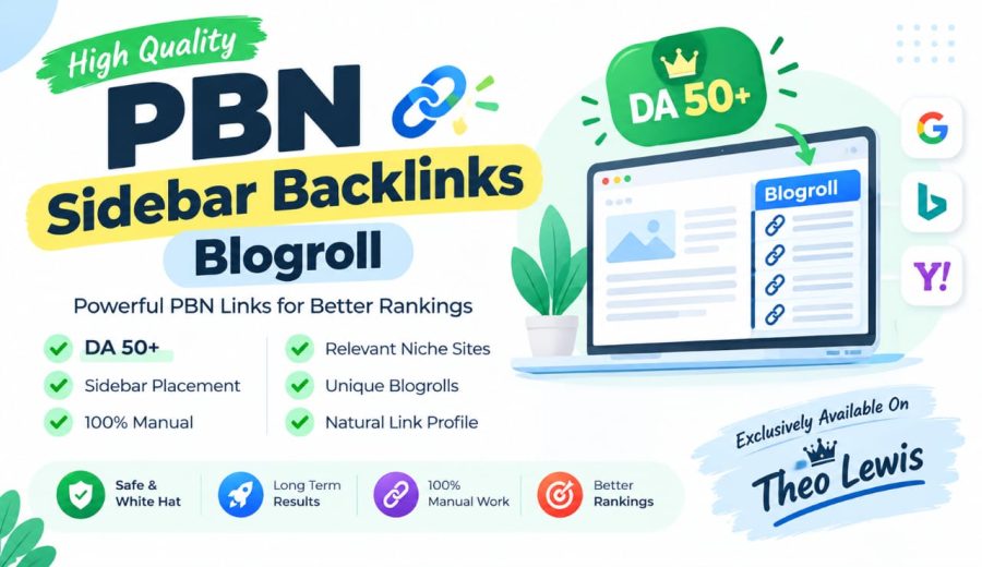 Get Premium 50 PBN Sidebar Blogroll Homepage DA 50+ Backlinks