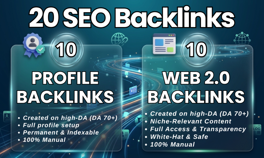 Build 10 High Authority Profile Backlinks & 10 Web 2.0 Backlinks Manually for SEO Ranking