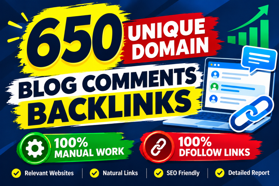 I will make 650 Unique Domain Blog Comments Backlinks High DA PA Sites Low OBL Links