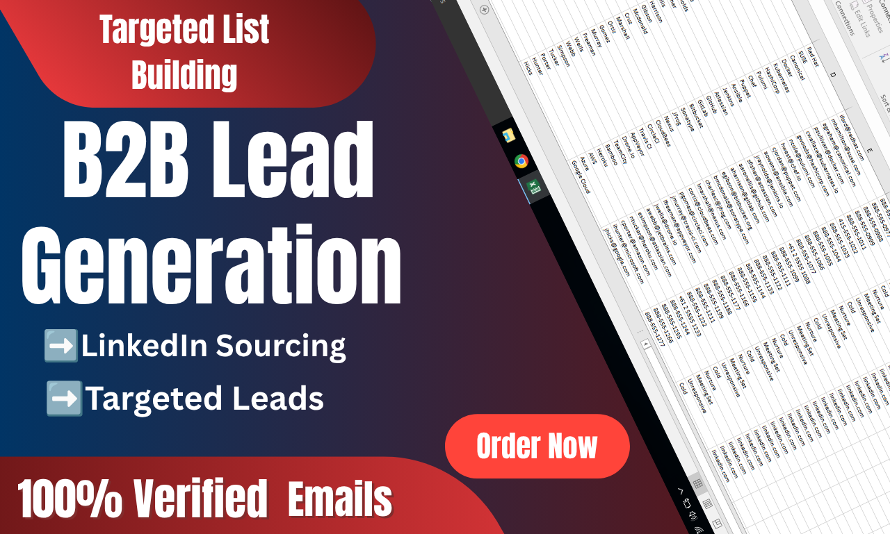 I will do targeted B2B lead generation and web research for any industry