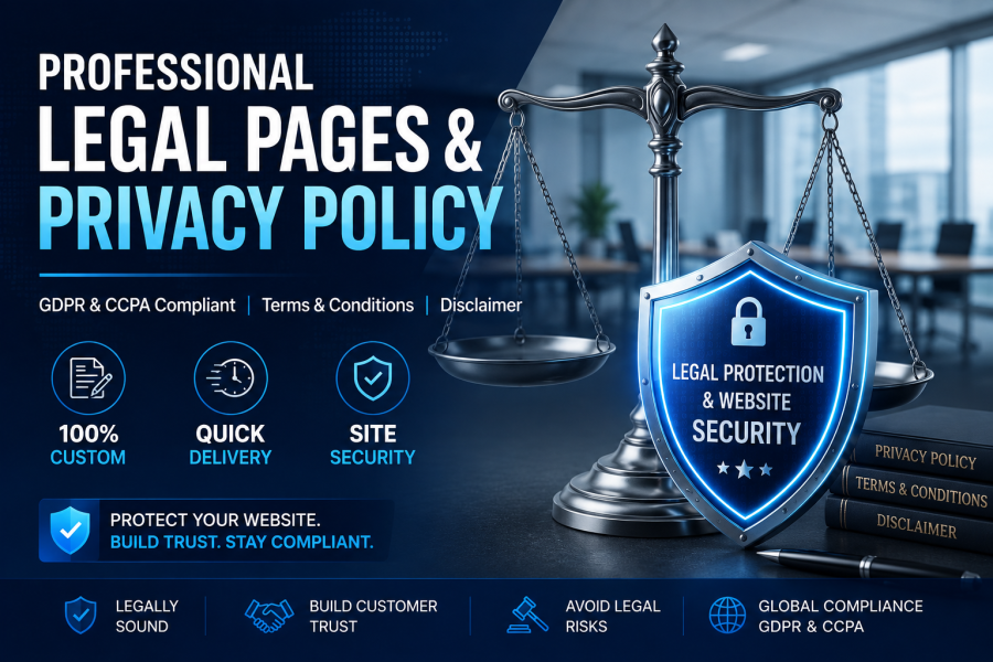 I will create professional legal pages, privacy policy, and terms for your website