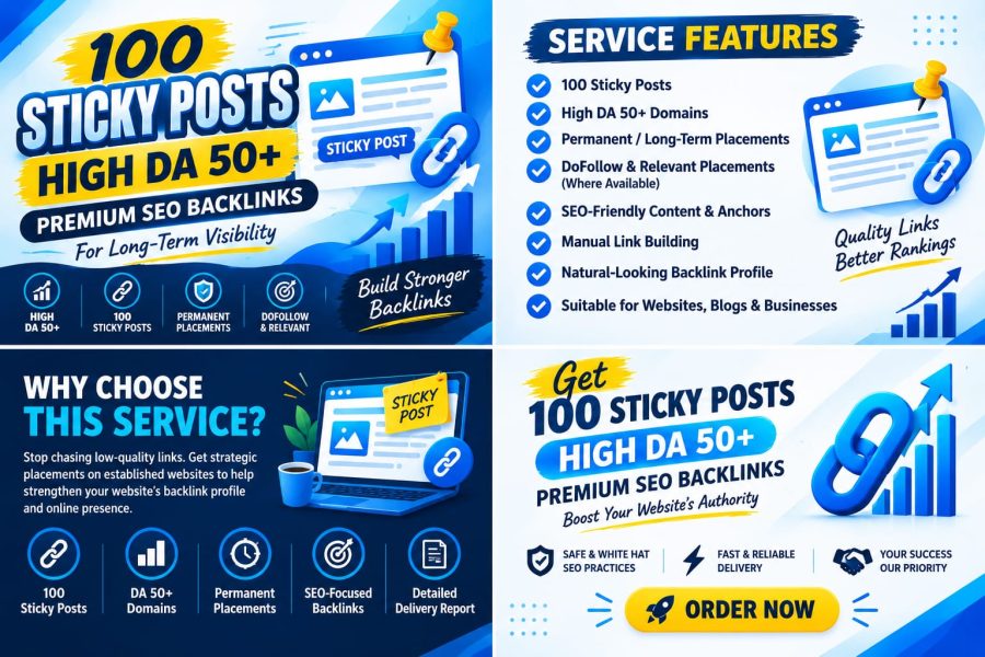 100 High DA 50+ Sticky Posts - Premium Backlinks for SEO Growth