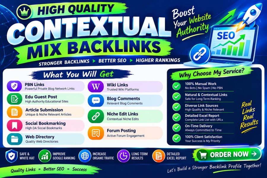 I will build 2500 high quality contextual mix backlinks for SEO