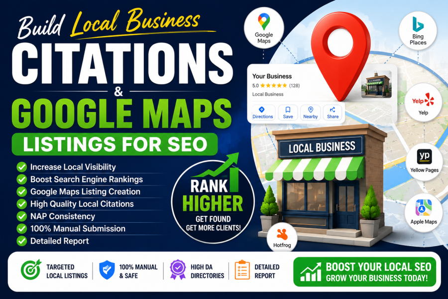 I will build local business citations and Google Maps listings for SEO