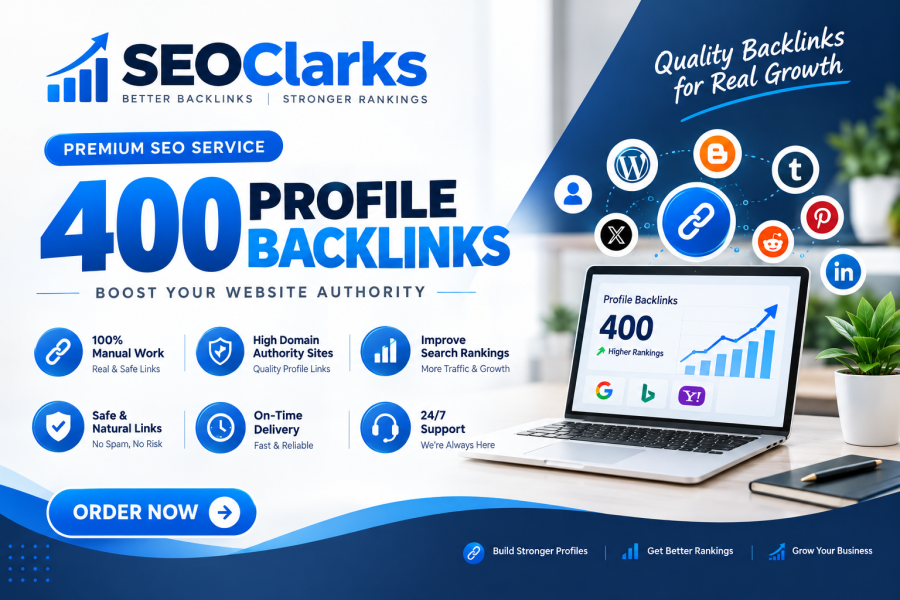 I will build 400 high quality profile backlinks to boost your site authority with Detailed Report