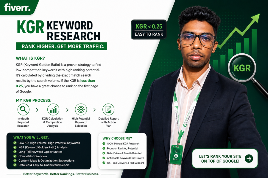 I will find low competition kgr and long tail keywords for SEO