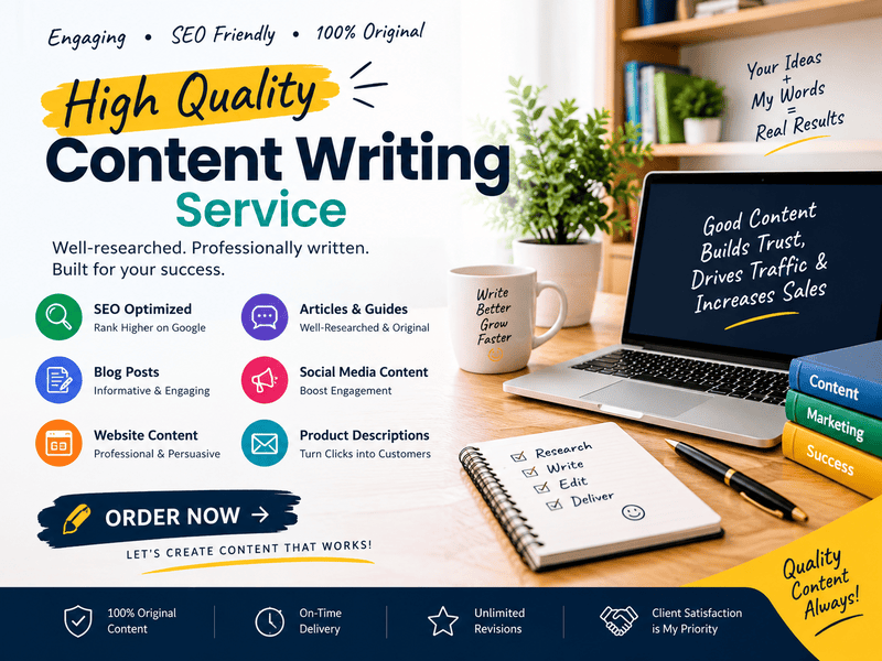 I will write high-quality SEO content, blog posts, and website copy