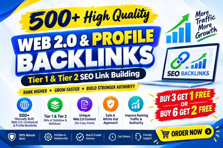 500+ High Quality Web 2.0 & Profile Backlinks | Tier 1 & Tier 2 SEO Link Building