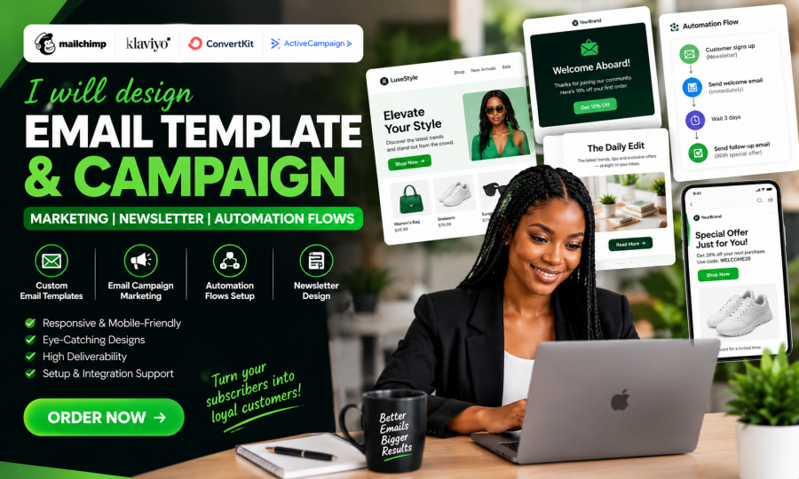 i will design email template campaign email automation marketing newsletter klayivo flows setup