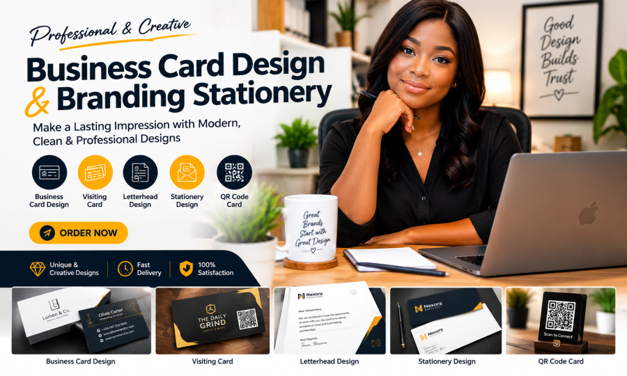 i will do business card desgin visiting card stationery logo letterhead design qr code card 