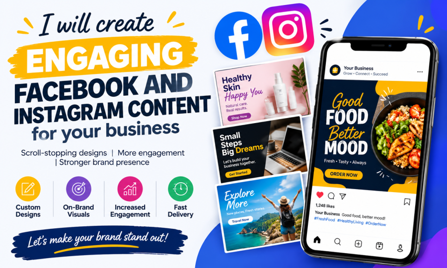 I will create engaging Facebook and Instagram content for your business