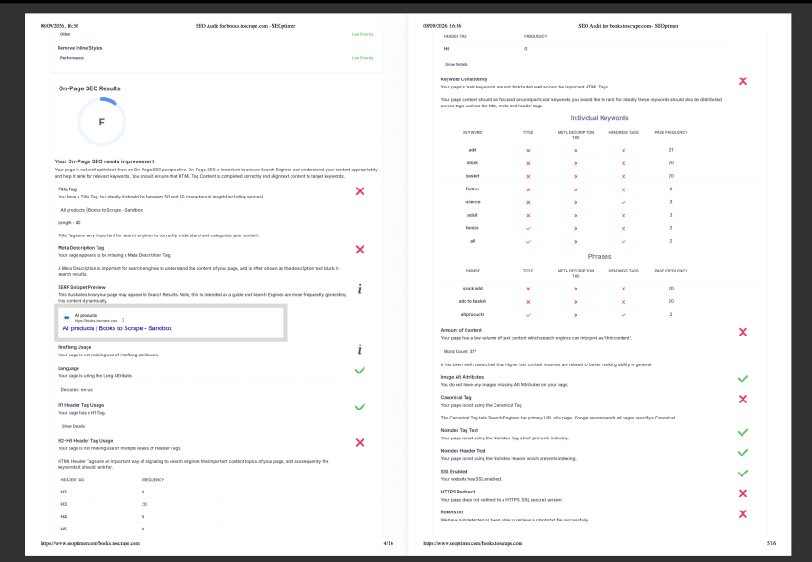 I will do complete onsite SEO audit and technical website review report
