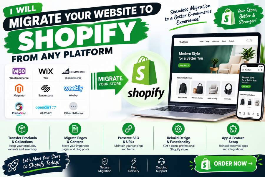 I Will Migrate Your Website to Shopify From Any Platform